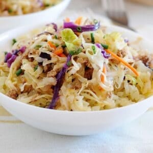 a bowl of sauteed cabbage