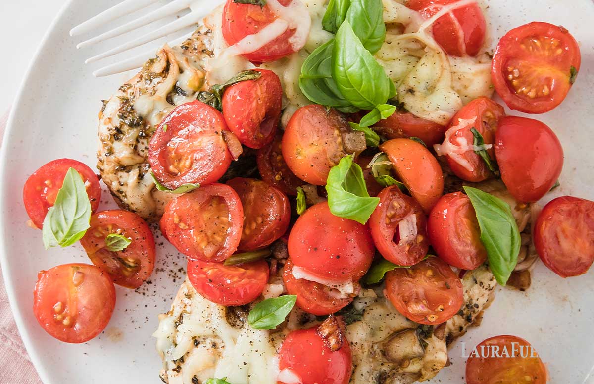 bruschetta chicken breast on a plate