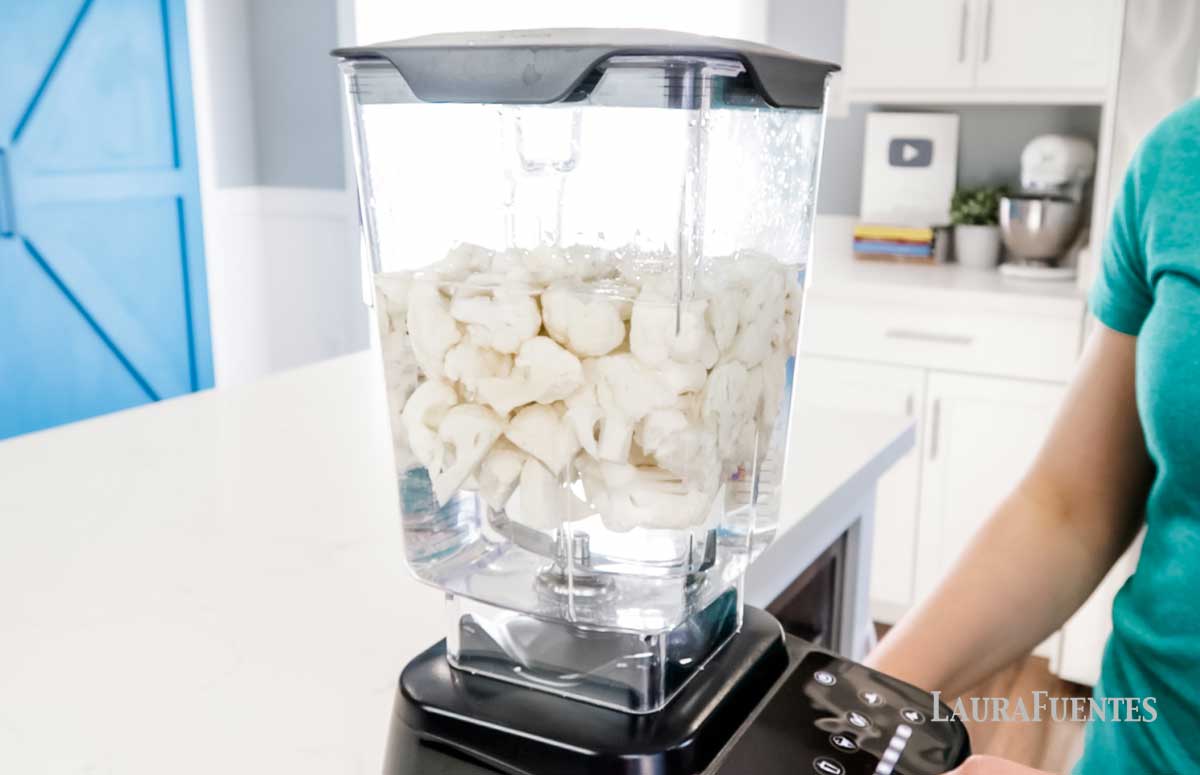 cauliflower pieces inside blender