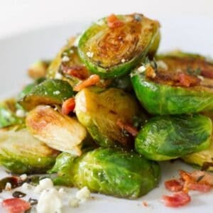 caramelized Brussels sprouts with bacon on a plate