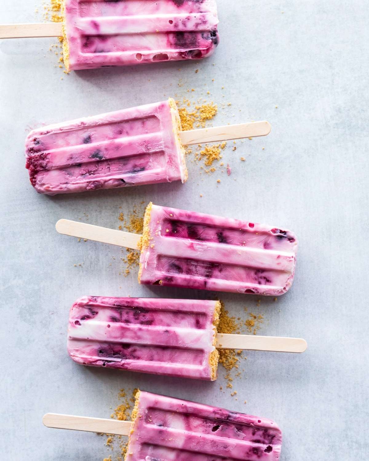 five greek yogurt berry popsicles