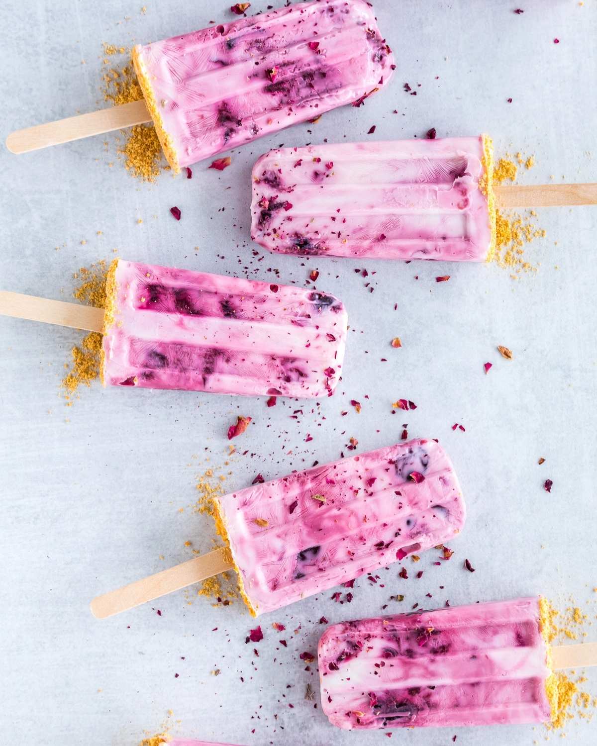 five greek yogurt berry popsicles
