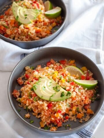 two large plates of Mexican cauliflower rice