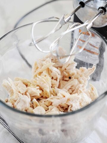 bowl of shredded chicken