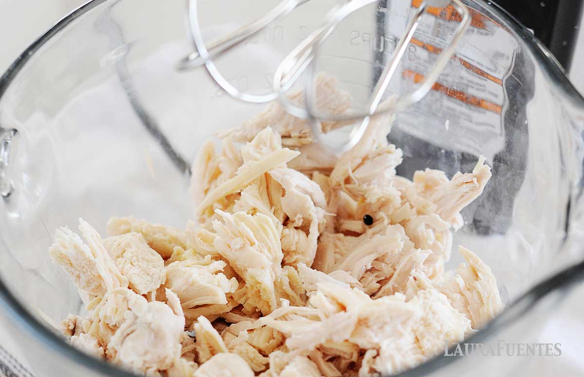 bowl of shredded chicken