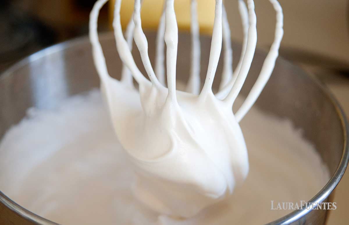 whipped egg whites in a mixer