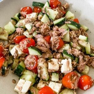 tuna salad with tomato and cucumber