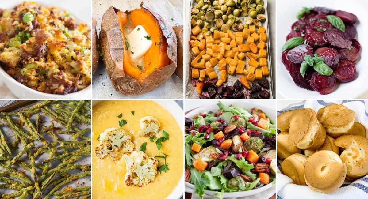 collage image of eight fall side dishes