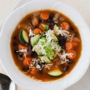 large bowl of veggie tortilla soup
