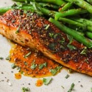 spicy cajun salmon with green beans