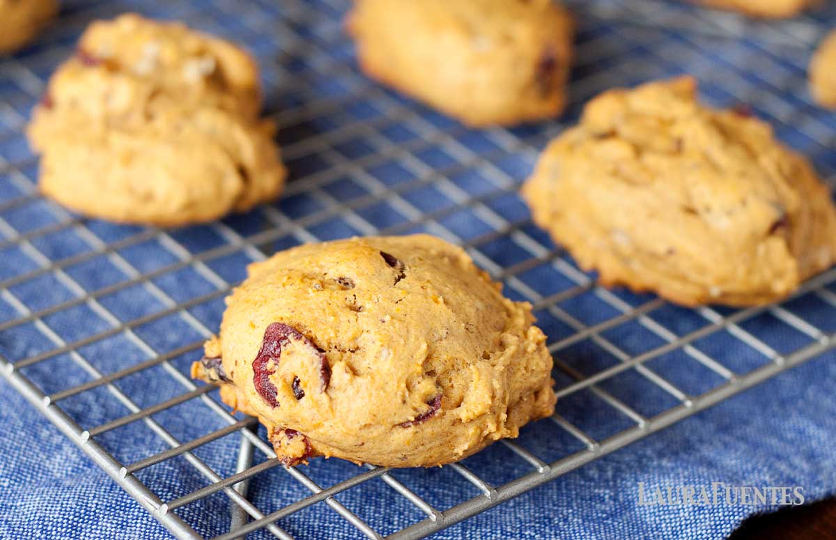 pumpkin cookies cooling on a rack