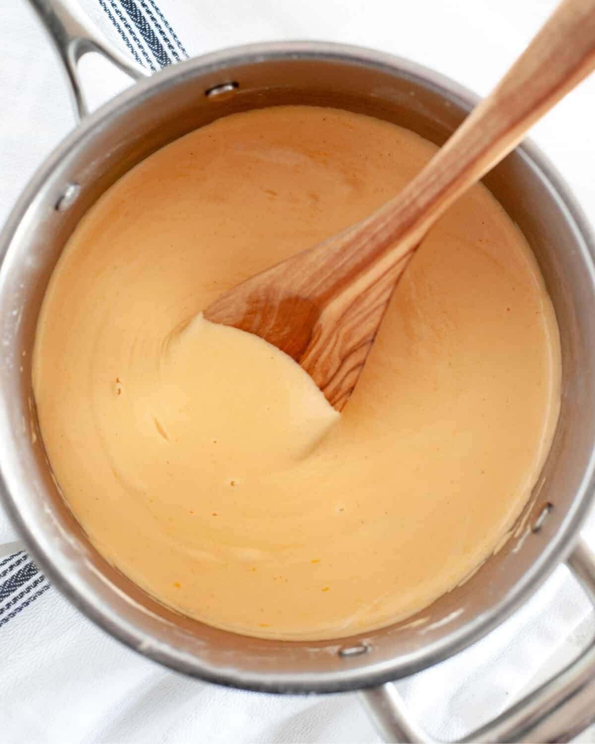 cheesy sauce in a pot