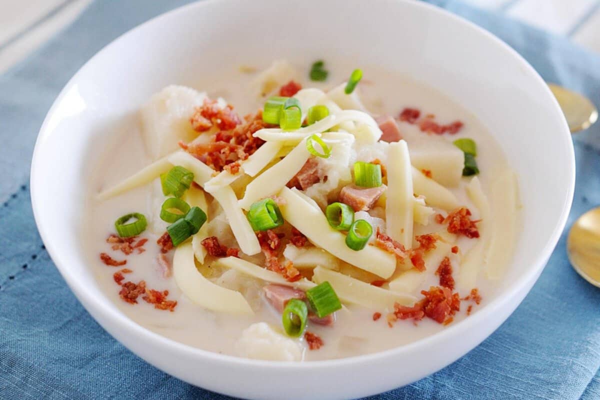 baked potato soup in a bowl