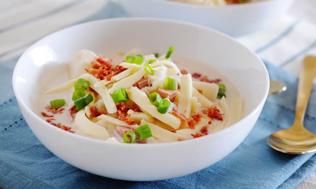 baked potato soup in a bowl