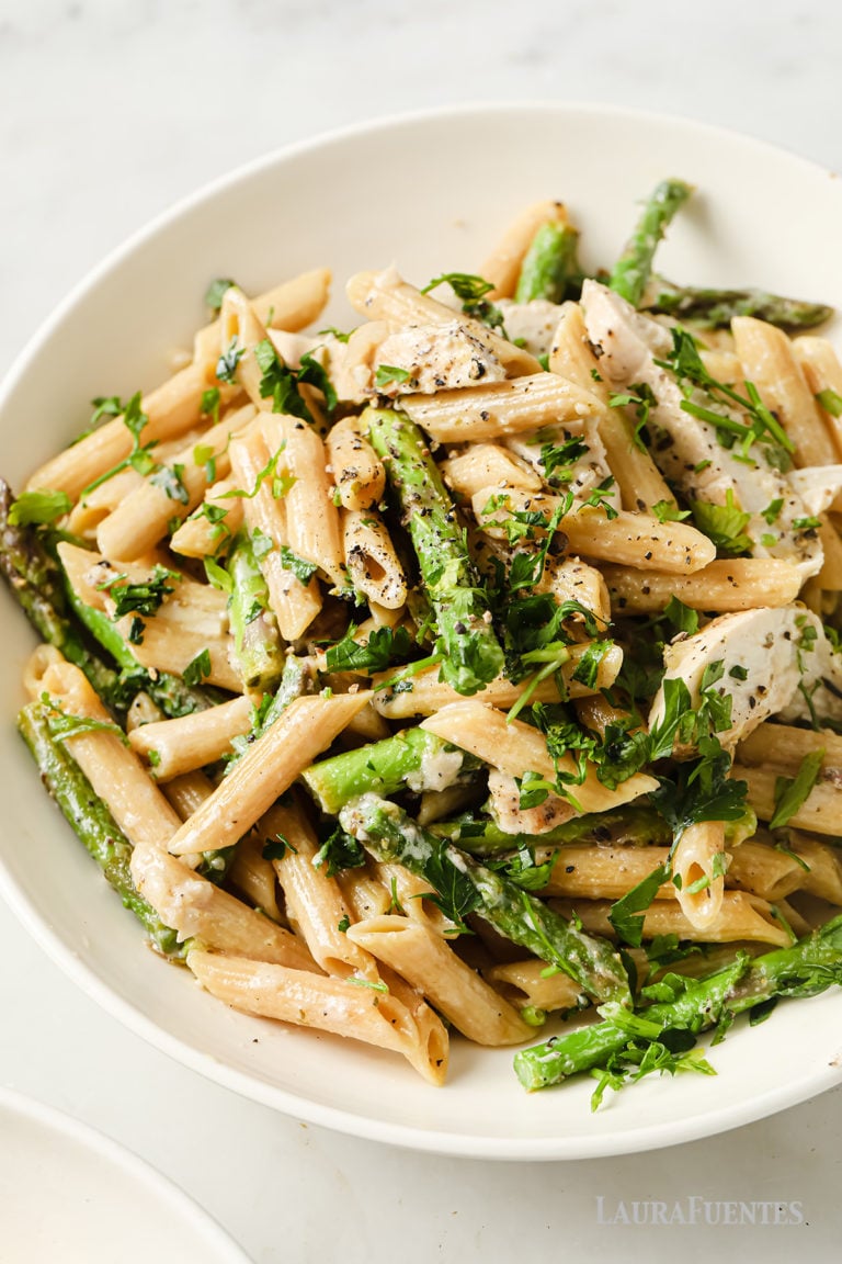 Creamy Lemon Chicken Asparagus Pasta (30min Meal) Laura Fuentes