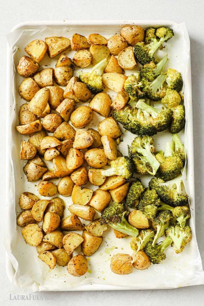 Roasted Potatoes and Broccoli 2 sides in 1! Laura Fuentes