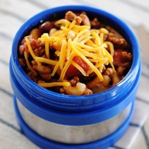 Chili mac in a thermos