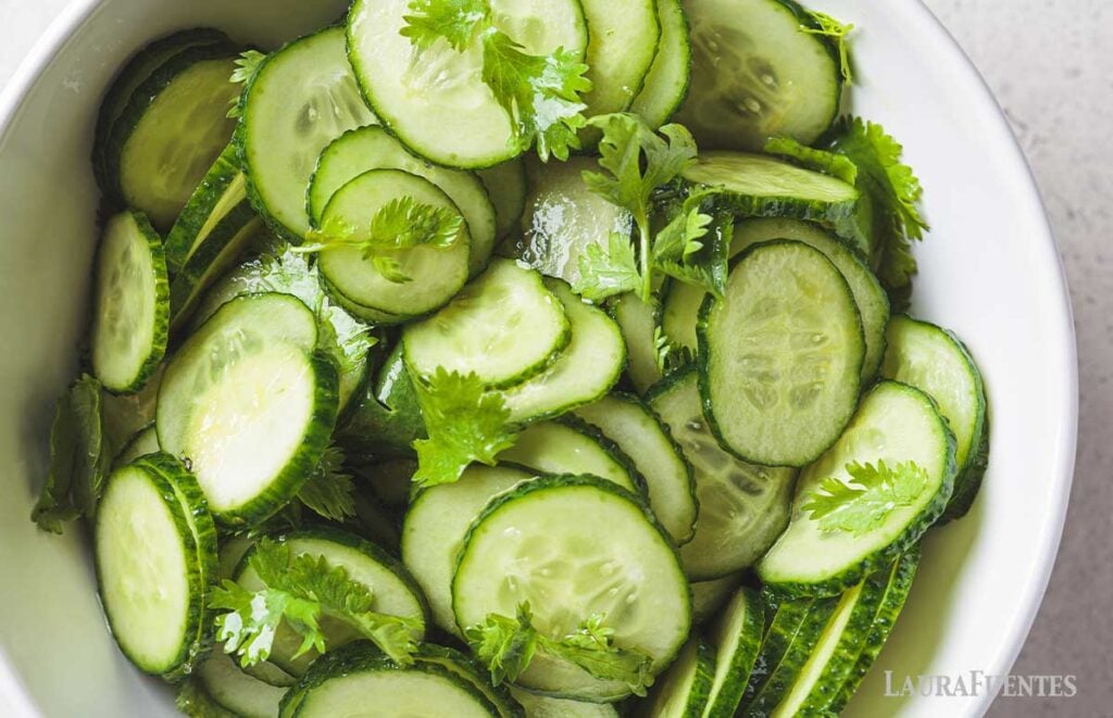 Healthy Cucumber Salad with Cilantro and Lime Laura Fuentes