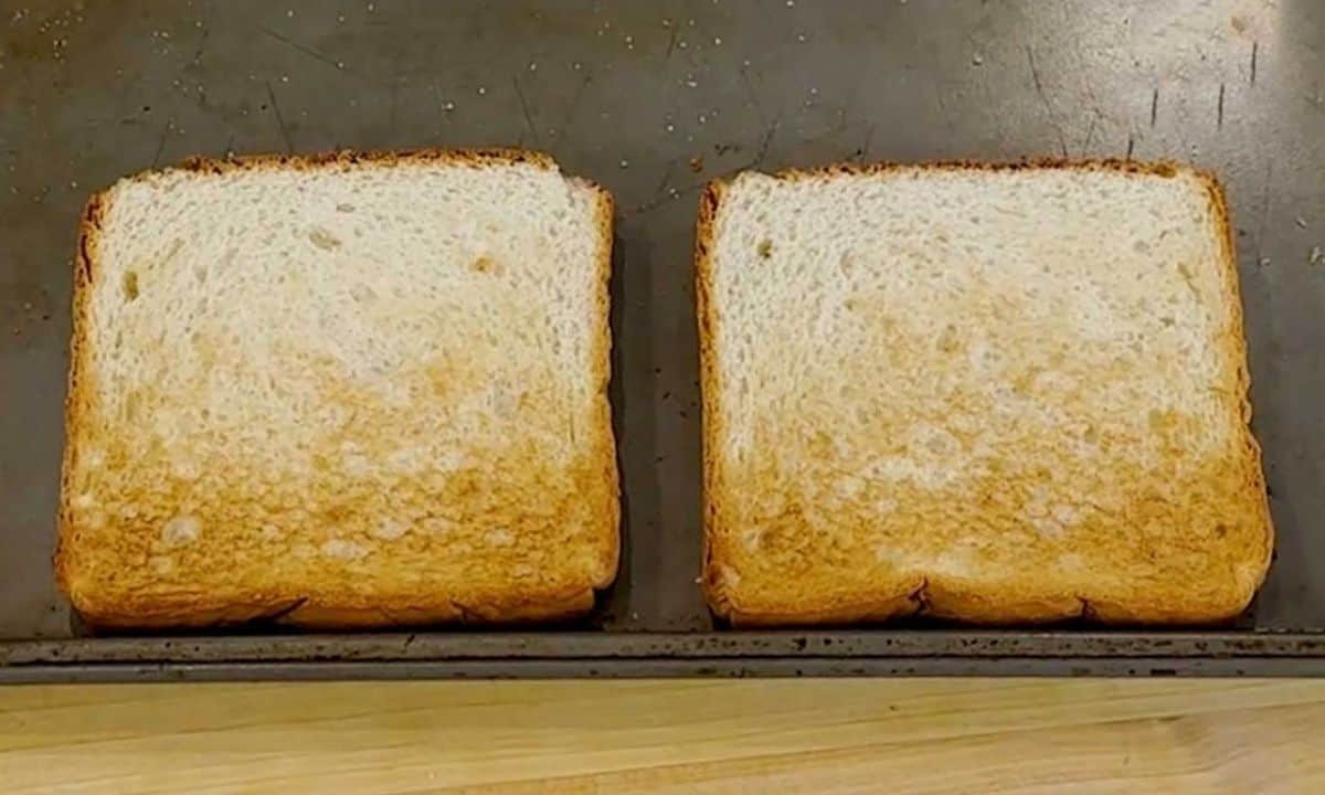 two toast on a baking sheet