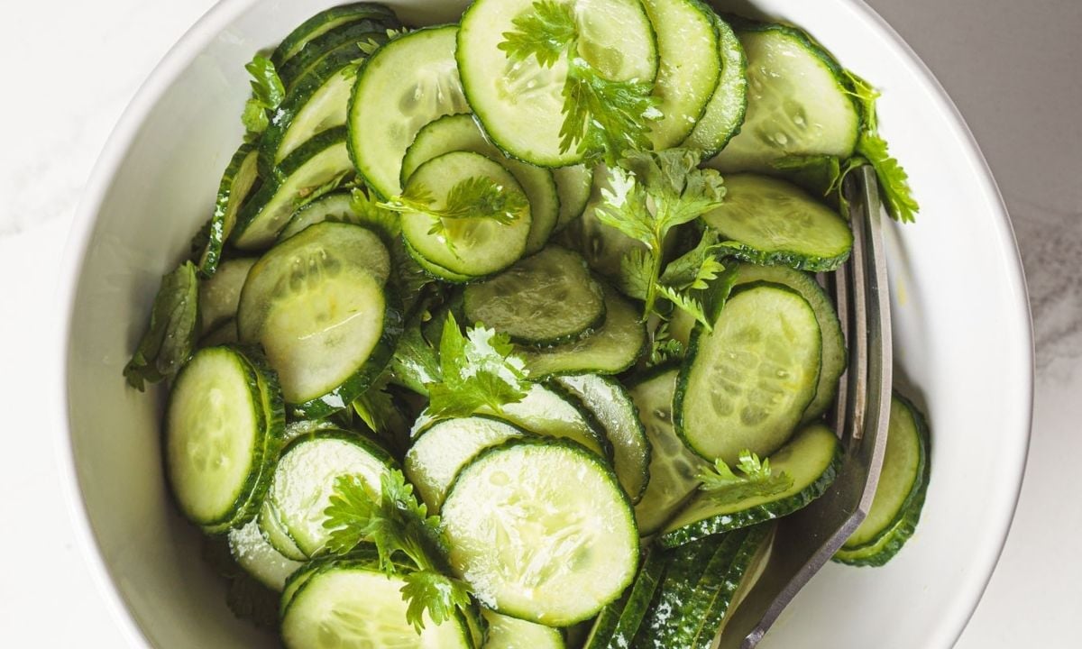 bowl with cucumber cilantro salad