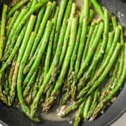 lemon garlic asparagus in a pan