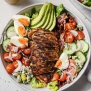 chicken cobb salad in a bowl