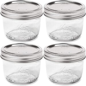 glass jars with gray lid