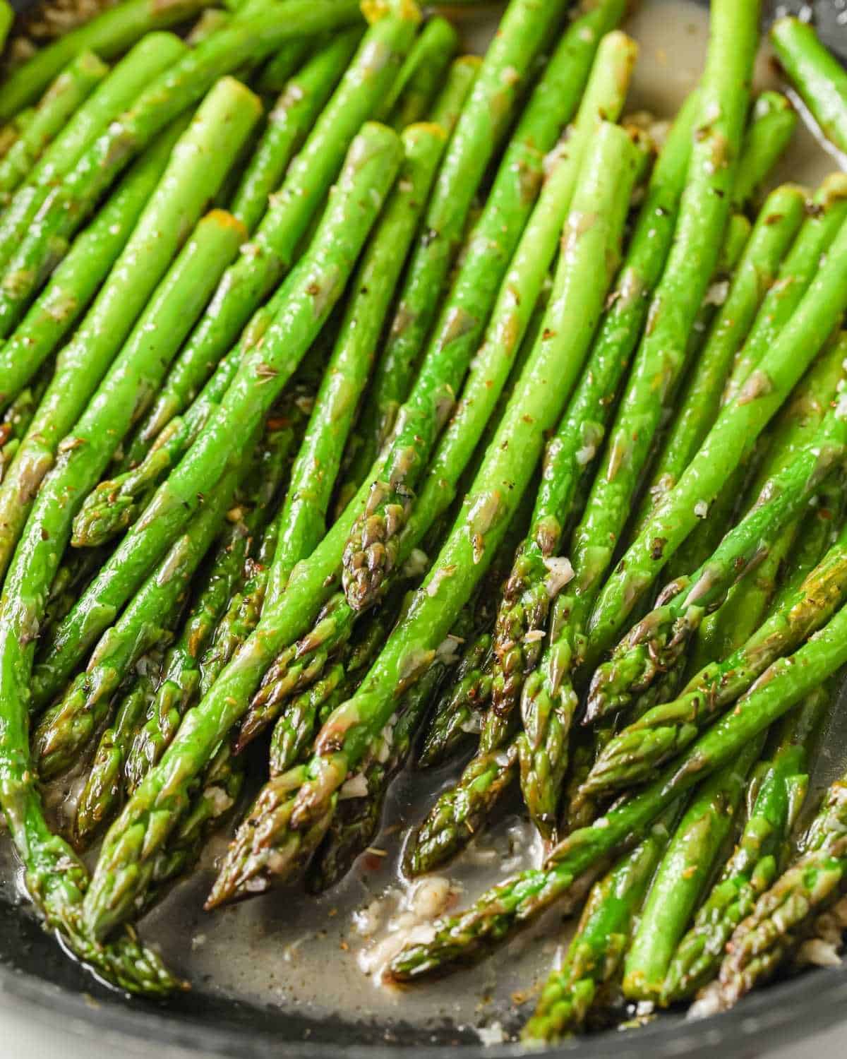spicy asparagus in a pan