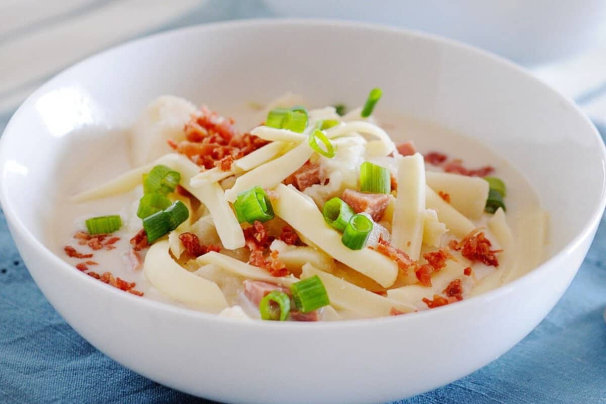 baked potato soup in a bowl