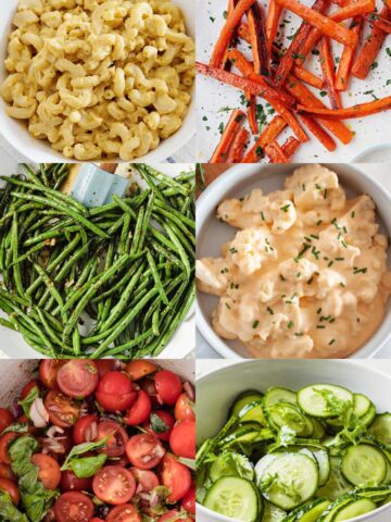az image collage of sides for rotisserie chicken