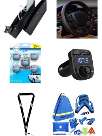 an image collage of teen boy gift ideas for new drivers