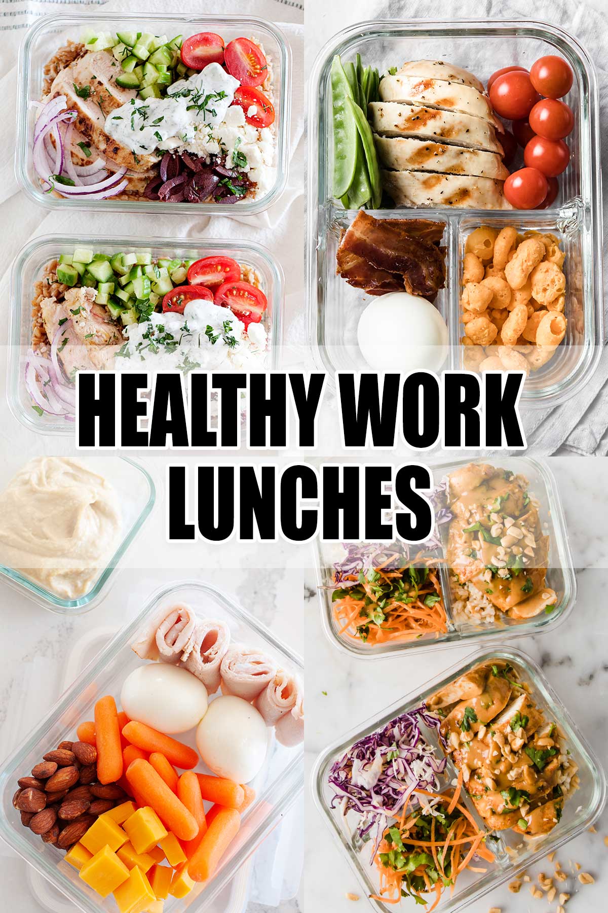 a variety of adult lunches packed for work
