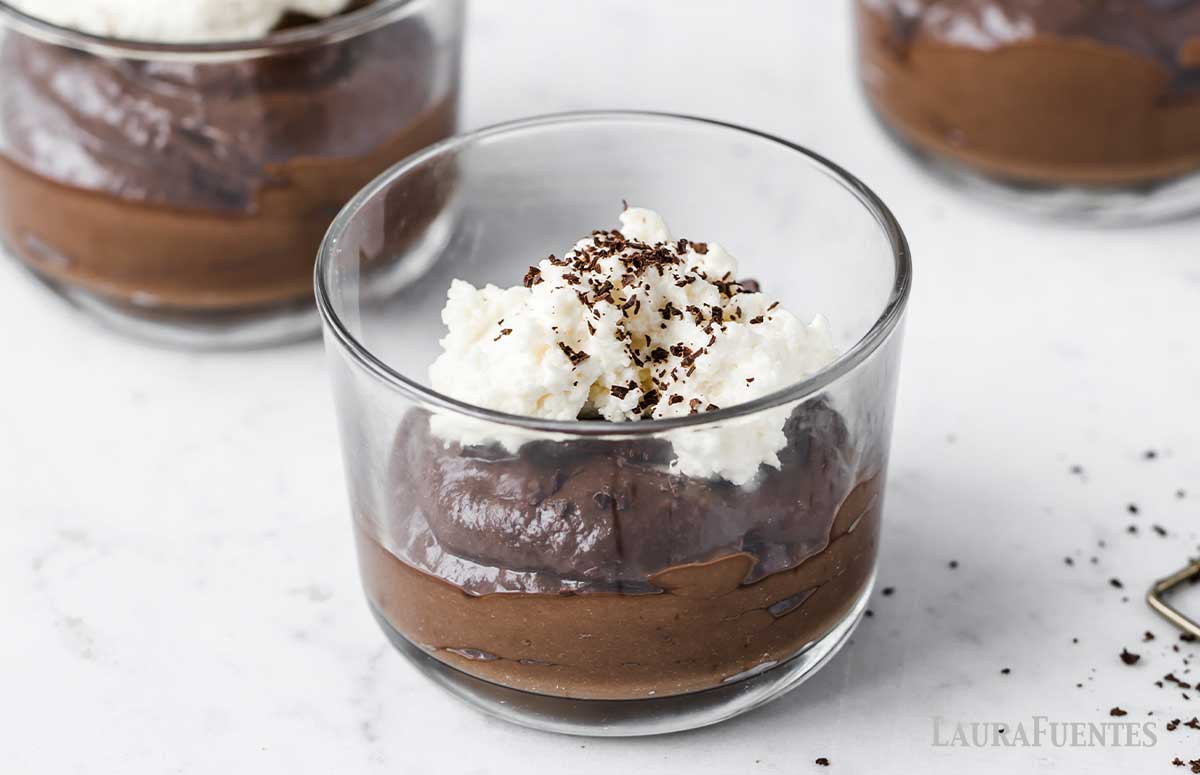 a small bowl of chocolate avocado mousse