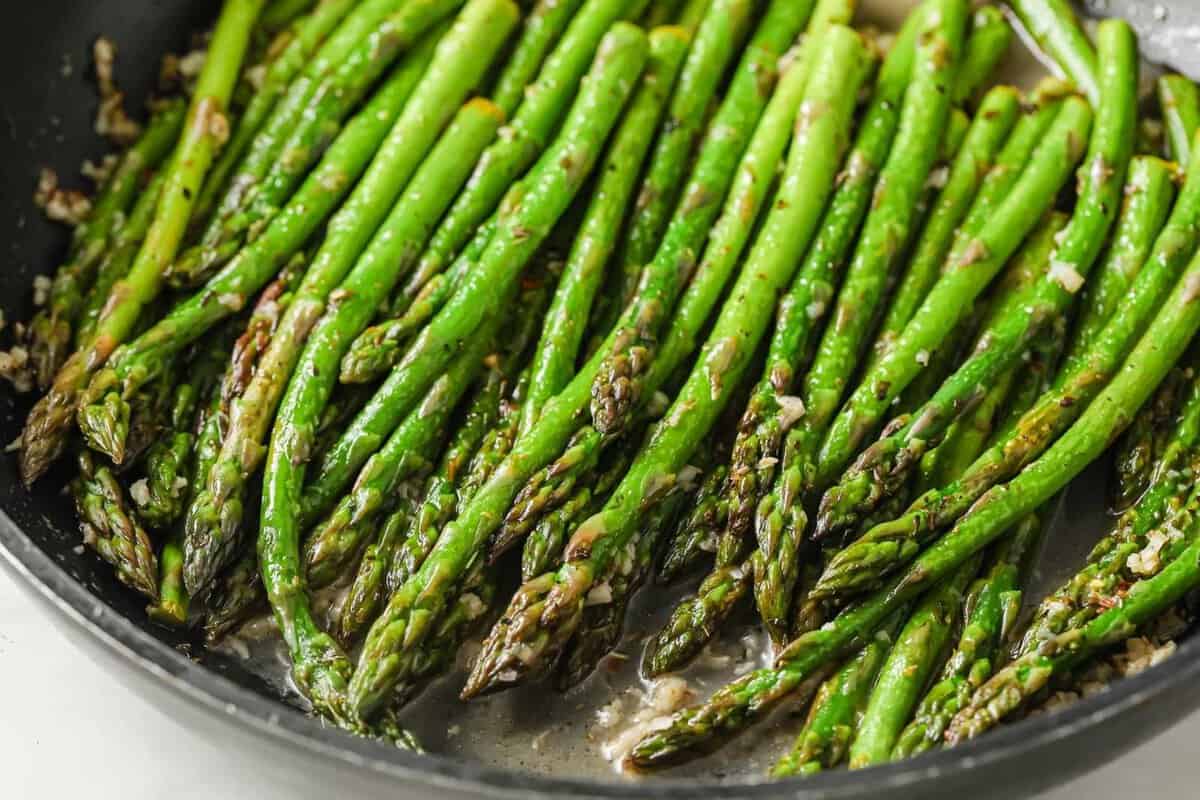 asparagus in a pan
