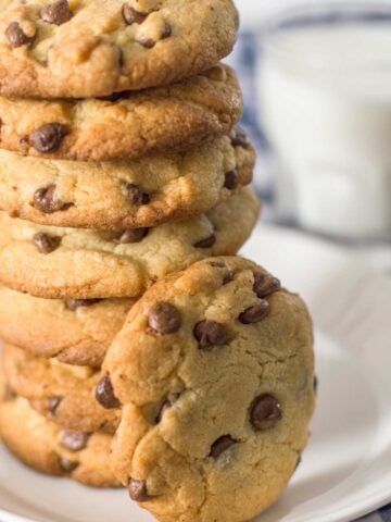 a stack of whole wheat chocolate chip cookies