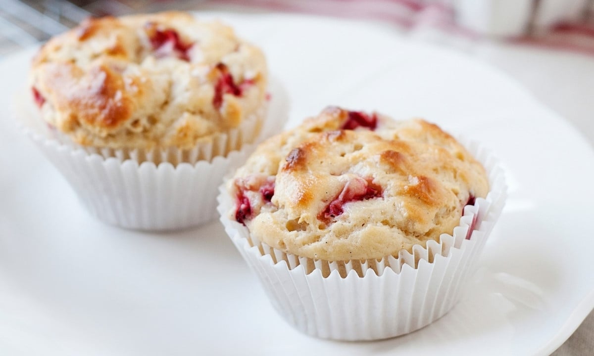 two strawberry muffins