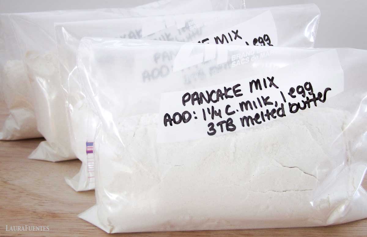 several bags of homemade pancake mix