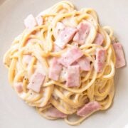 pasta alfredo with ham