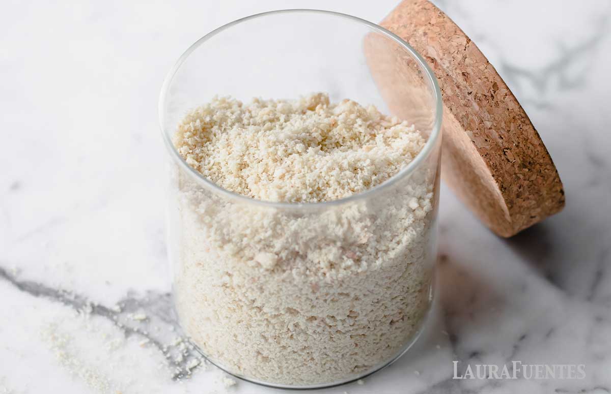 small jar of homemade panko breadcrumbs