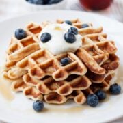 stack of two waffles on a plate