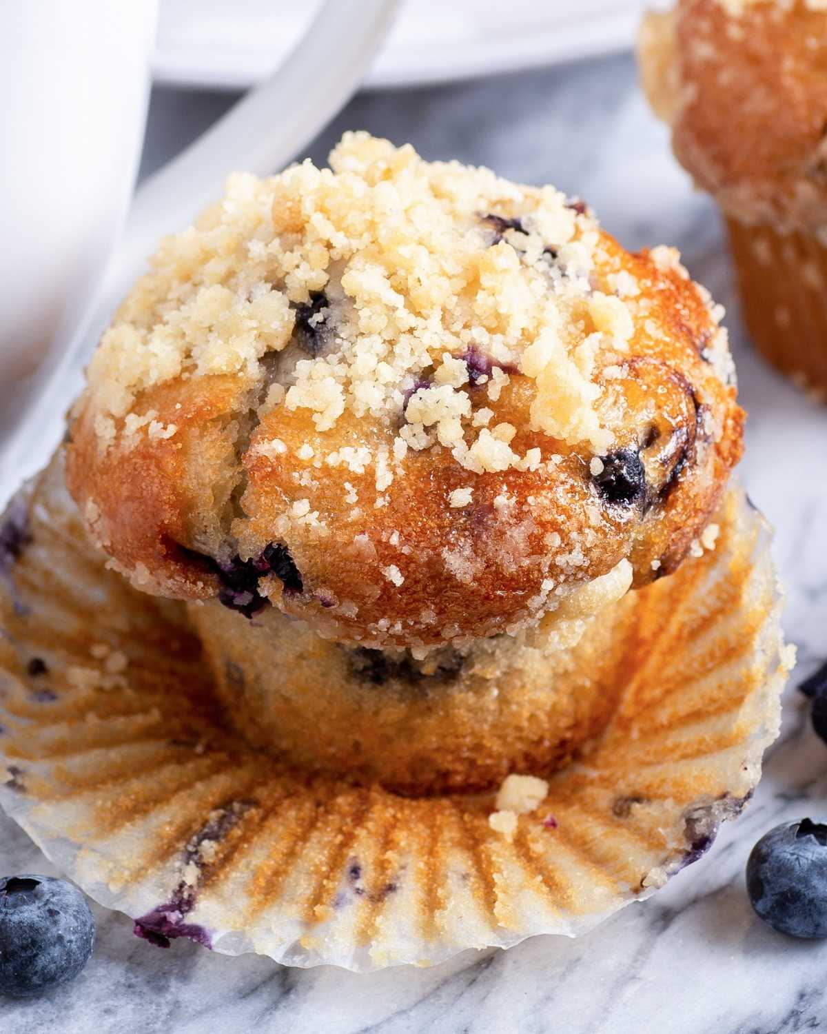 a blueberry coffee cake muffin