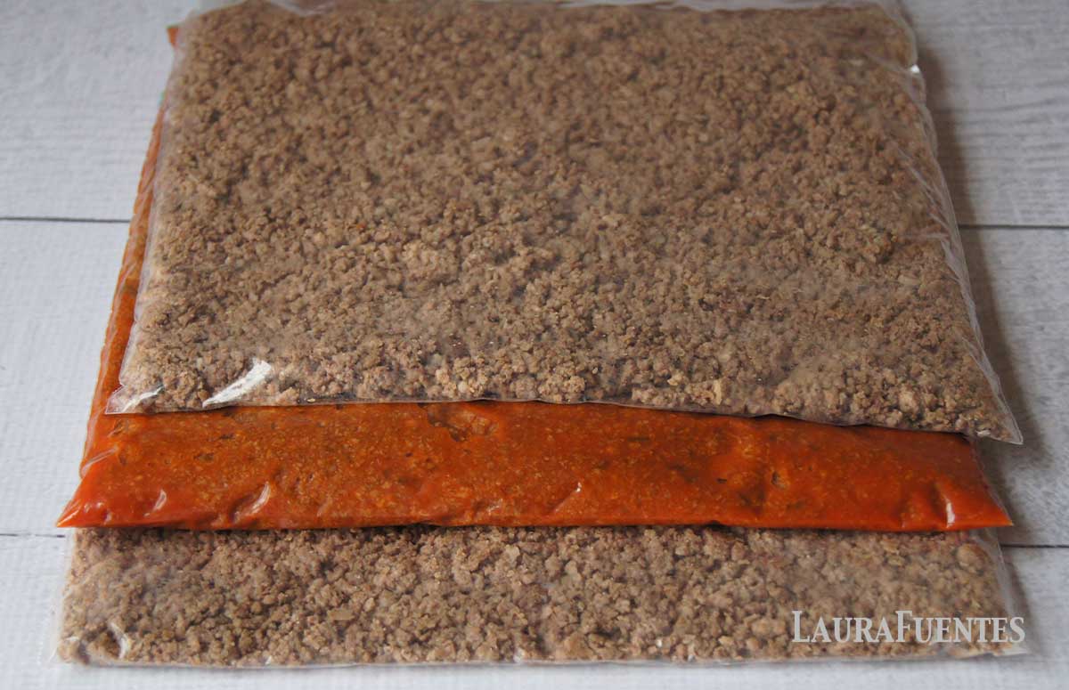 ground beef in zip bags for freezing