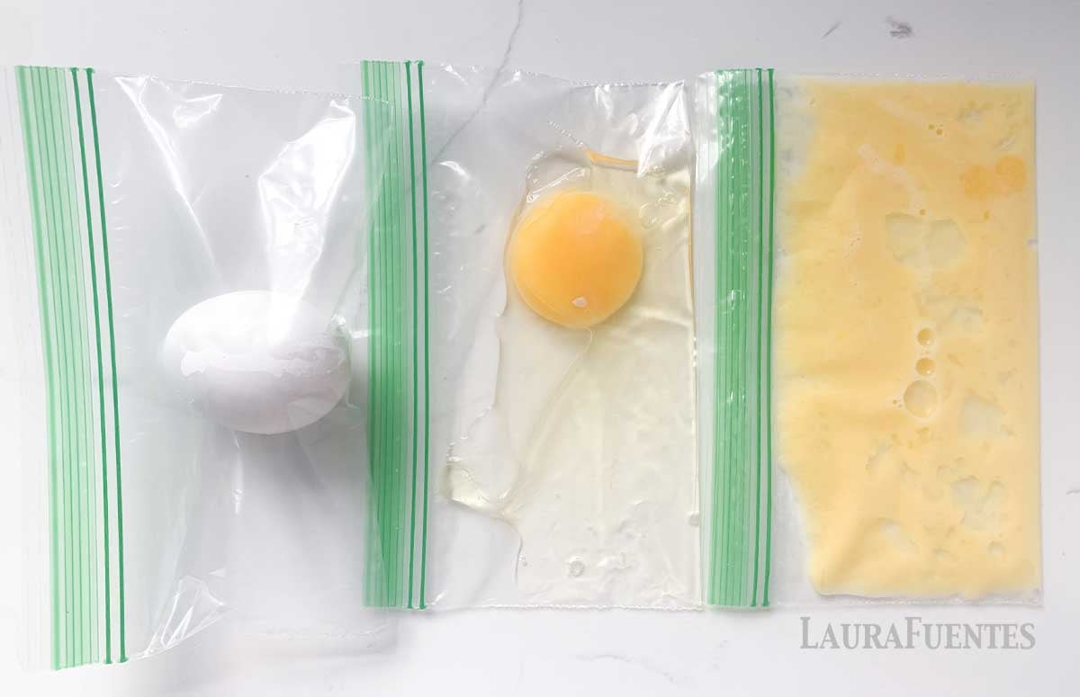 freezing eggs in three different zip bags