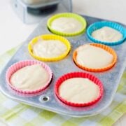 muffin batter in a muffin tin for freezing
