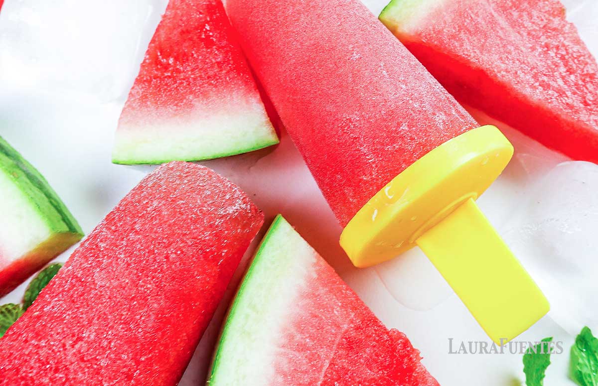 closeup of watermelon popsicles