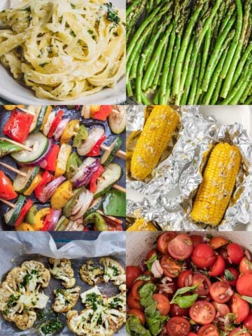 an image collage of size dishes for alfredo
