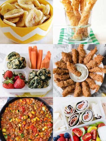 an image collage of six healthy meals picky eaters will eat
