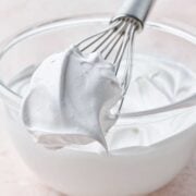 homemade marshmallow fluff on a whisk