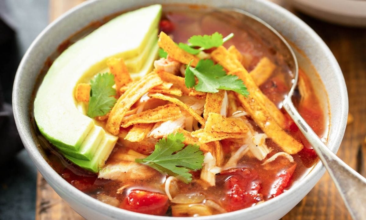 a bowl of chicken tortilla soup
