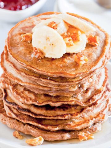 stack of whole wheat banana pancakes